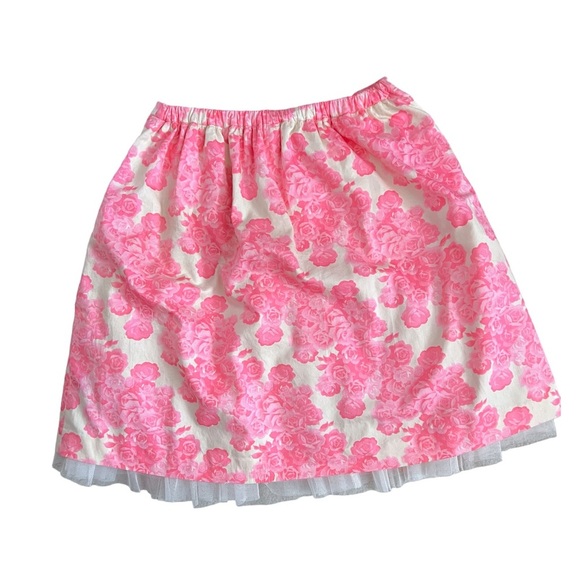 J.Crew Crewcuts Girls Pink + Cream Floral Cotton Tulle Skirt with Pockets - Picture 1 of 10